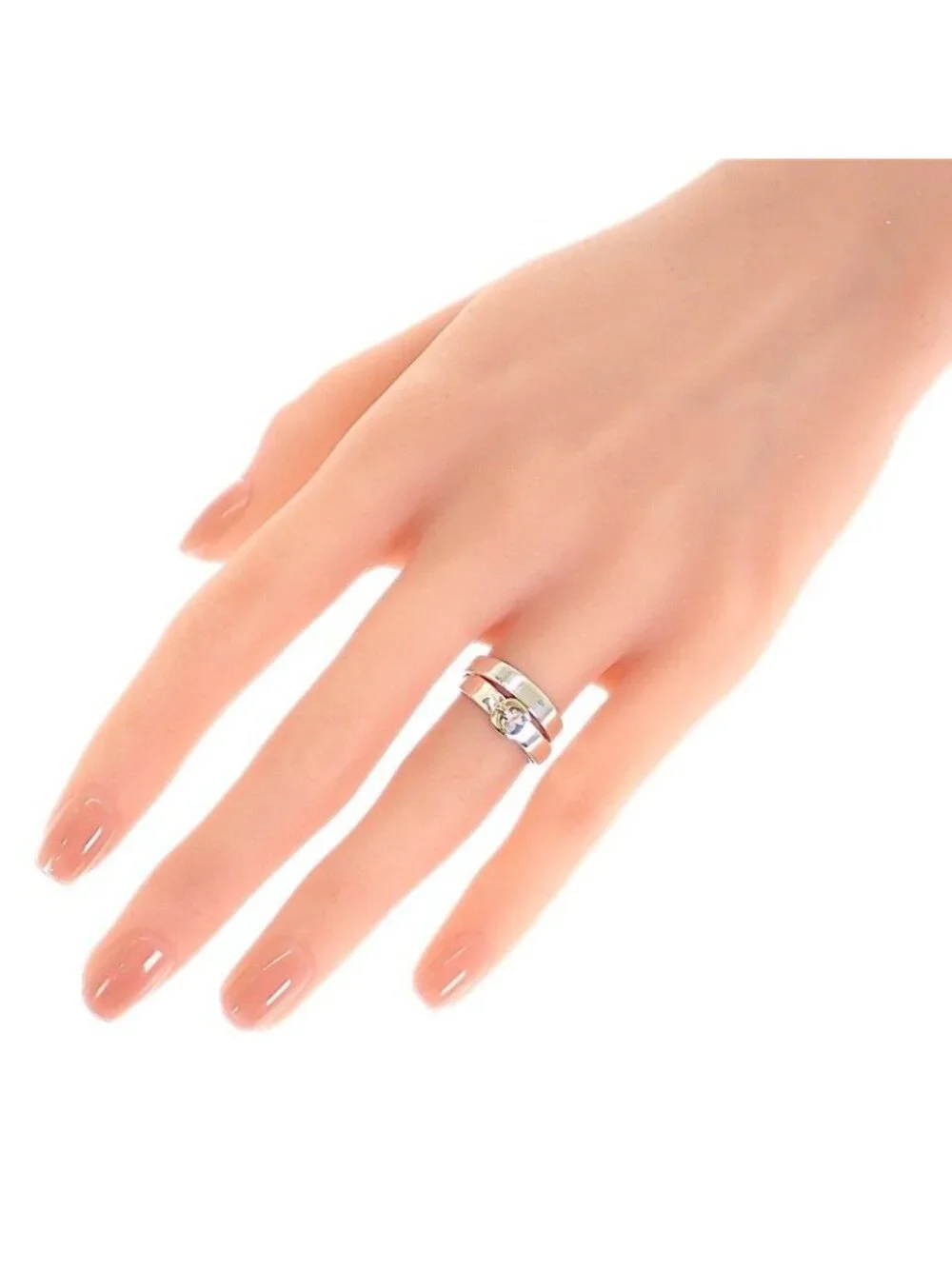 Hermes Double True Stamp 50 Ring Includes Silver Yellow Gold